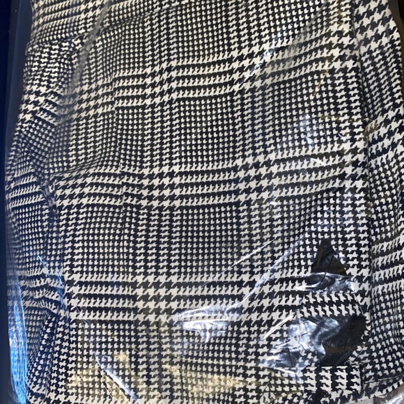 NWT - B&W PLAID HOUNDSTOOTH BENGALINE PEPLUM CAMI - Picture 5 of 5